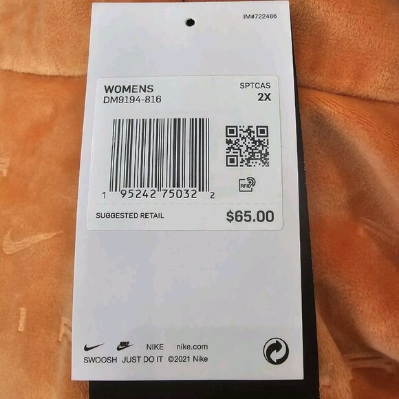 Nike Air Velour Jacket Orange Full Zip Signature Logo Long Sleeve Women's Sz 2X - Picture 6 of 6